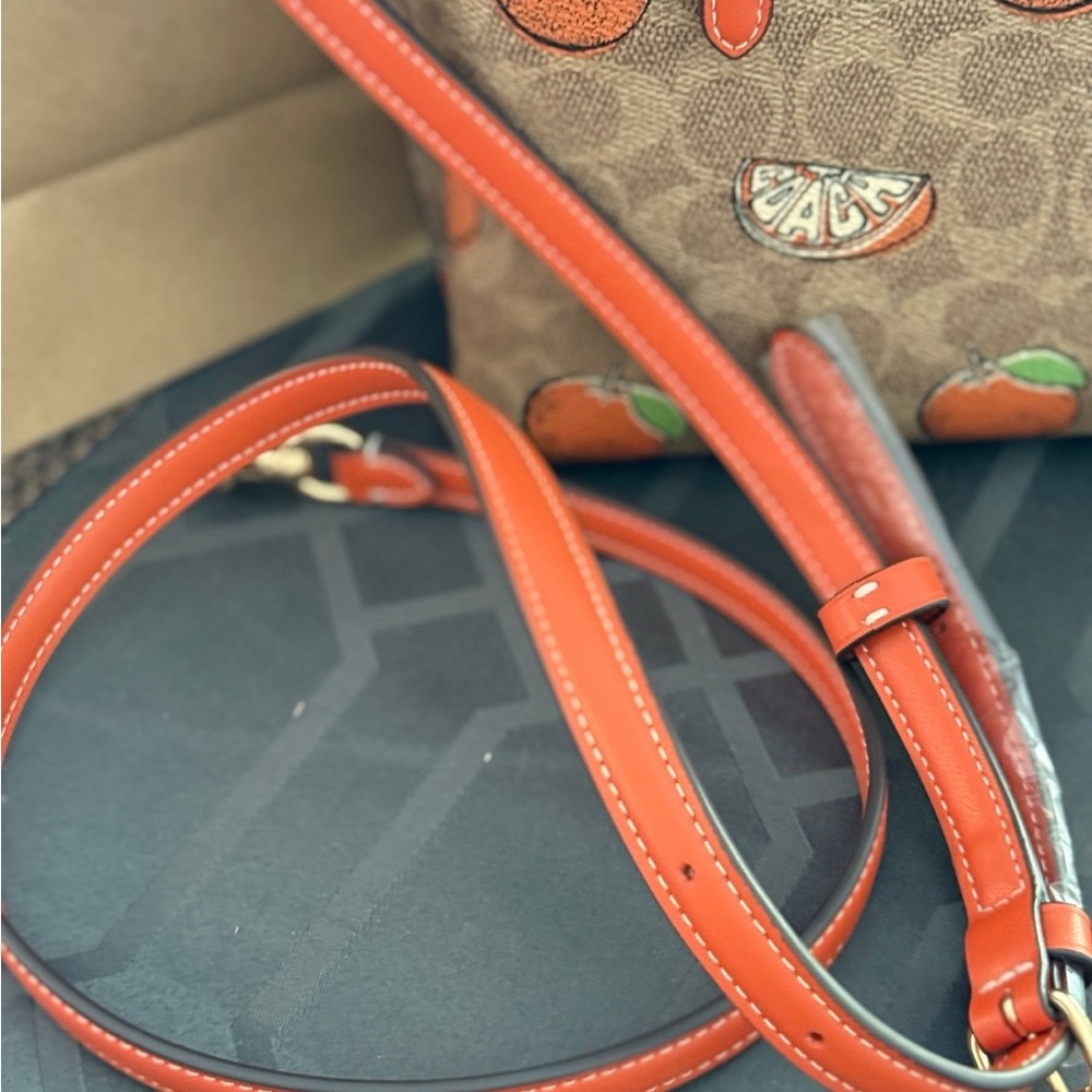 Coach Mollie Brown and Orange Women's Small Tote Bag - Picture 4 of 10